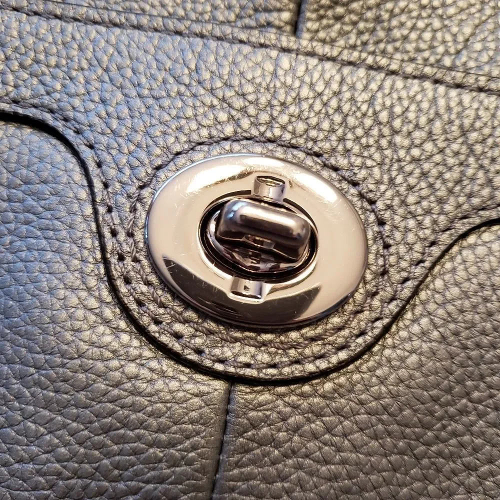 Coach Metallic Crossbody Silver Pewter Mid Size - Picture 9 of 16